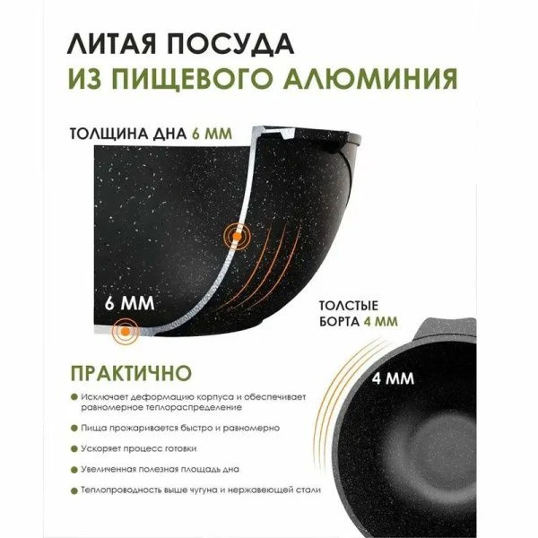 Казан для плова 5л алюминий АП ГРАНИТ BLACK (4) Казан для плова 5л алюминий АП ГРАНИТ BLACK (4)