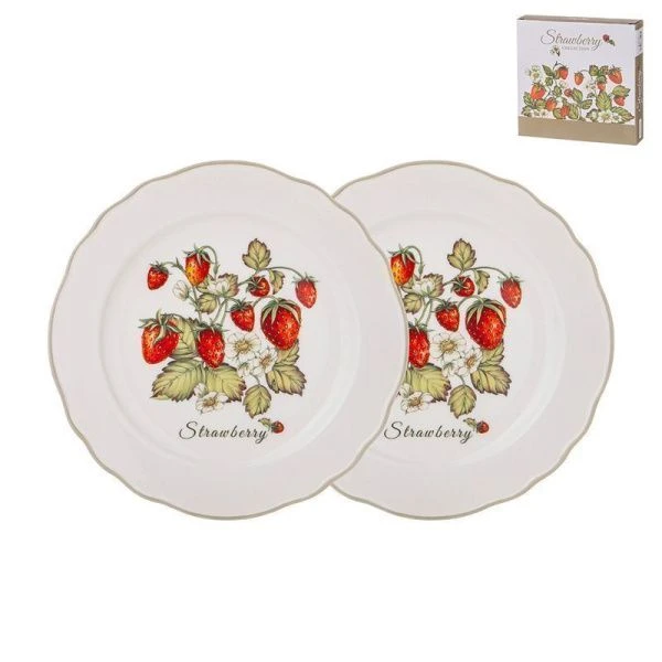 Тарелки мелкие набор 2шт 20,5см фарфор Strawberry десертные (9)