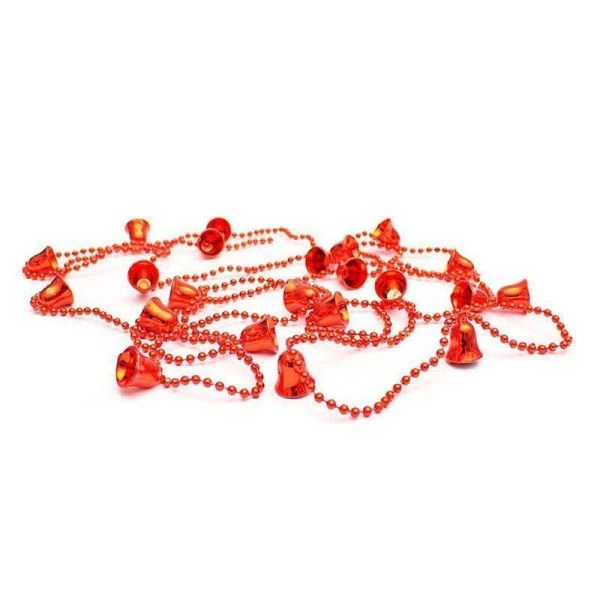 Новогоднее украшение бусы на ёлку красные  "Колокольчики и ёлочки" НУ-6740