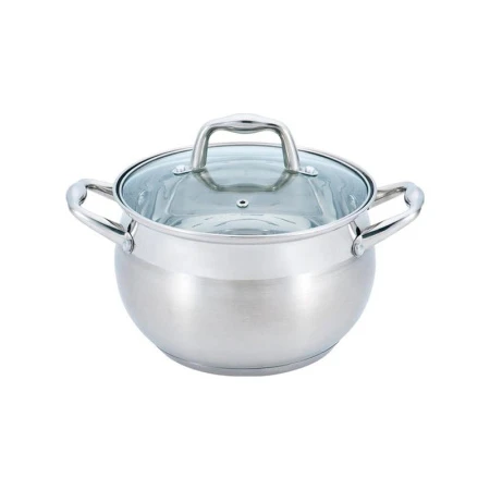 Кастрюля 3л нерж.сталь Apple стекл.крышка 18см WR-1276 Premium (12)