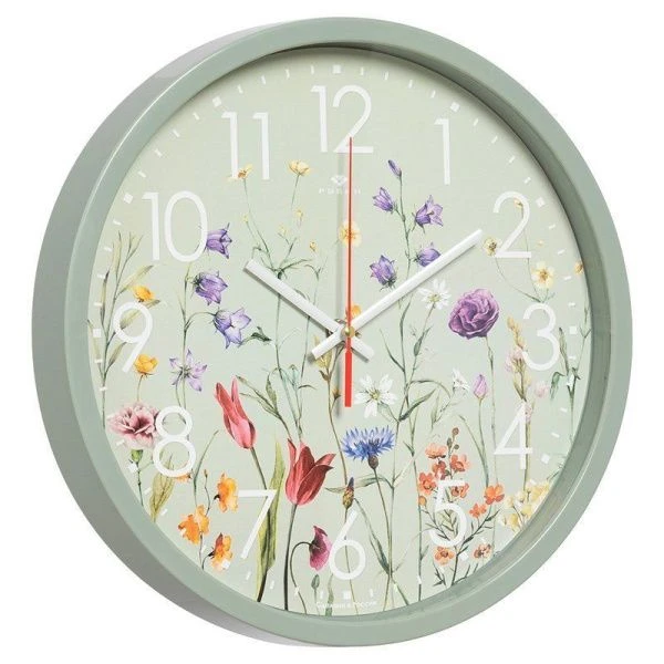 Часы настенные 30см пластик РУБИН Гербарий оливковый (10)