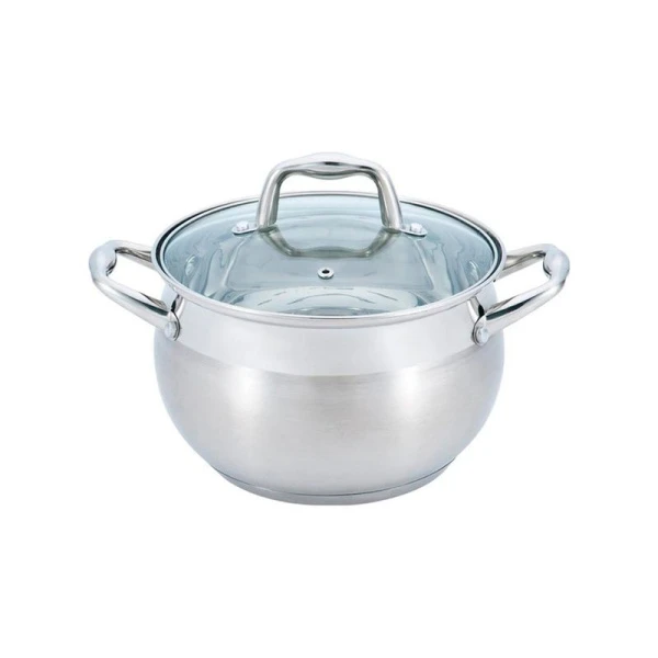 Кастрюля 3л нерж.сталь Apple стекл.крышка 18см WR-1276 Premium (12)