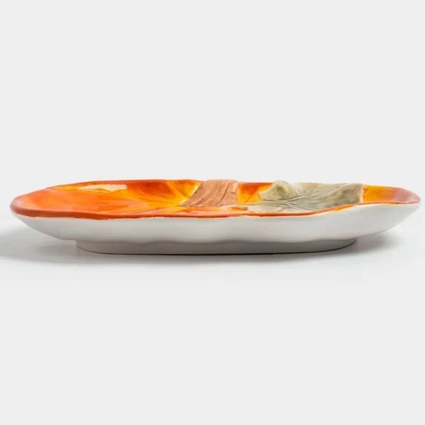 Блюдо сервировочное 22см керамика Тыква Bright pumpkin оранжево-зеленое ANLAF-FDWS-031224-4