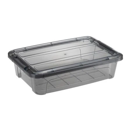 Ящик для хранения 2,8л 200*300*80мм пластик КИП с замками черный прозрачный (10)