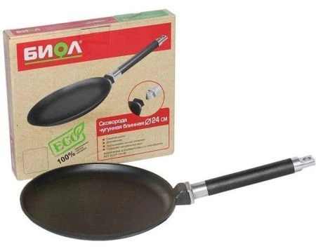 Сковорода блинная 220мм чугунная со съемной ручкой (8)
