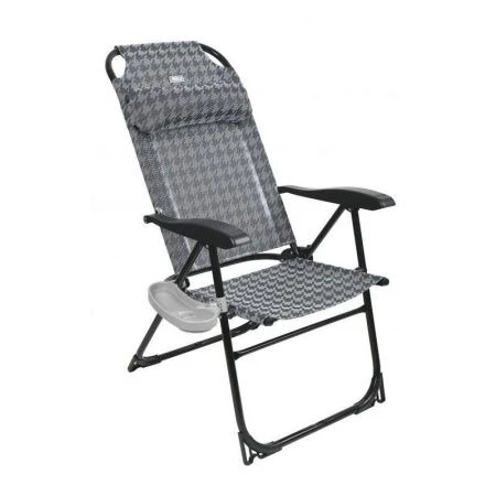 Кресло-шезлонг складное 75*59*109см металл с полкой (max нагр.120кг) жаккард Гусиная лапка КШ2 (1)