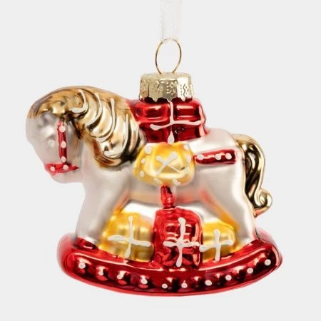 Игрушка новогодняя набор 2шт 7см стекло Елка/Лошадка New year ANLAF-NWR1947