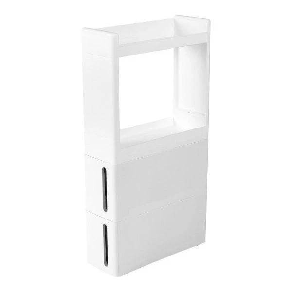 Стойка на колесах узкая 2ящика + 2секции 45*17*84,5см пластик АЛЬБА Белый (1)