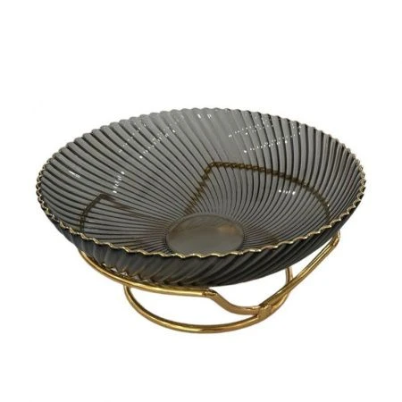 Фруктовница 23,5*6,5см стекло серая на мет.подставке (12)