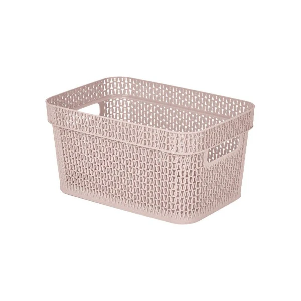 Корзина для хранения 5л 271*183*137мм пластик Ajur бежевый топаз с ручками (12)