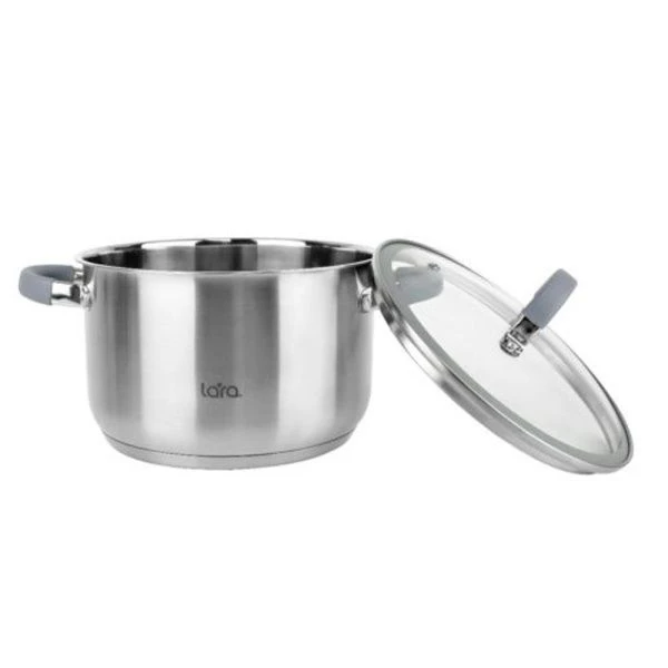 Кастрюля 8,2л h15,5см нерж.сталь КАЛИПСО стекл.крышка с силикон.обод. 26см капс.индукц.дно LR02-277