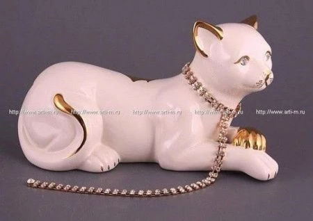 яяяФигурка Кошка белая с цепочкой l=25см (9)