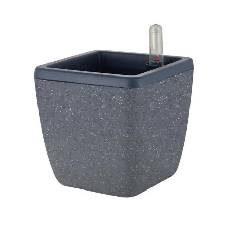 Горшок для цветов 5л пластик Munchen с вставкой 2,2л квадратный с автополивом темный камень (8)