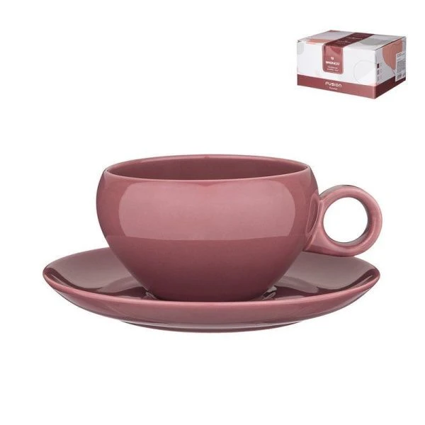 Чайный набор 2пр фарфор Fusion на 1 персону 290мл брусничная (24)