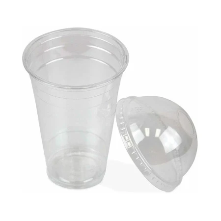 Стакан шейкер одноразовый ПЭТ 500мл D95мм прозр. с куп. крышкой с отверстием СТП (50/1000)