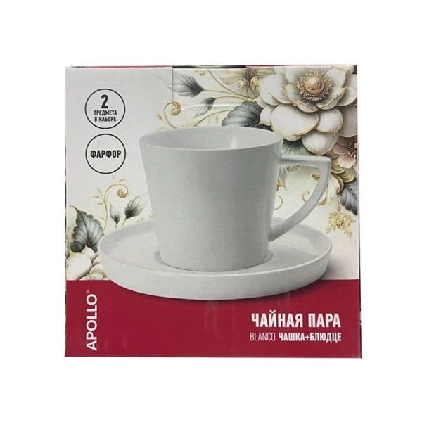 Чайный набор 2пр фарфор Blanco на 1 персону 220мл BLC-002 (36)