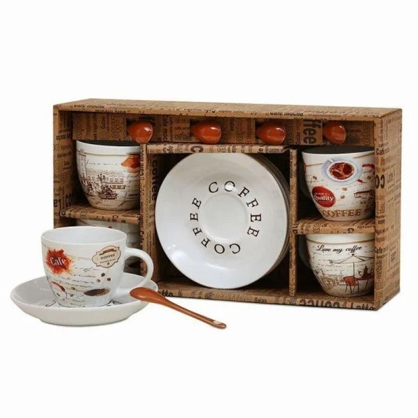 Чайный набор 12пр фарфор КОФЕЙНЫЙ ДВОРИК на 4 персоны 180мл п/у RS097-3656YX (8)