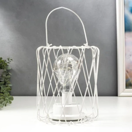 Ночник металл лофт 16451/1WT LED от батареек 3хАА белый 17*17*21см