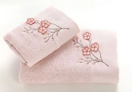 яяяНабор полотенец 2пр 50*90/70*140 махровые Karna 3D ADRIAN-4 (Светло-розовый)