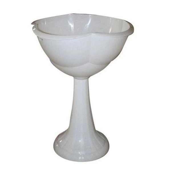 Вазон на высокой ножке 30л пластик белый Бр.8.21 (5)