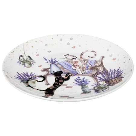 Тарелки мелкие набор 2шт 20,5*2см фарфор ЛАВАНДОВЫЕ КОТЫ десертные (18)