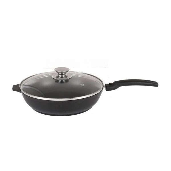 Сковорода 24см h6см алюминий АП 2-х слойное ТРАДИЦИЯ стекл.крышка съем.ручка (4)