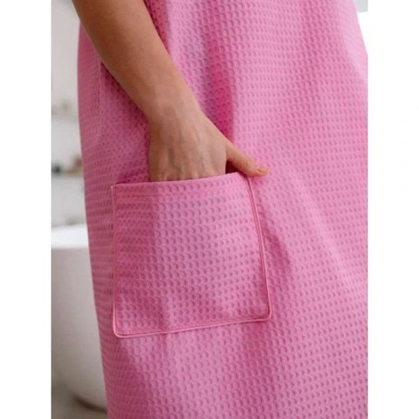 Набор для сауны женский вафельный 2пр (килт 90*146см, полотенце 47*90см) Розовый