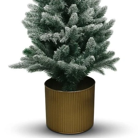 Елка искусственная 120см ЗАСНЕЖЕННАЯ в мет.кашпо 425 веток 6см pe JC-14508/YR2025B (1)