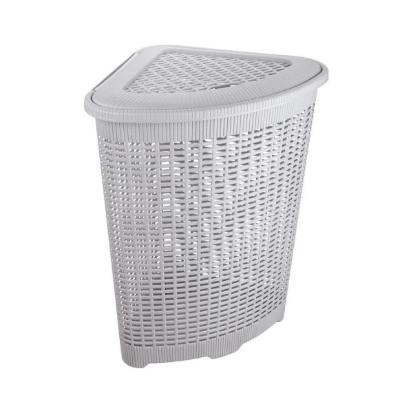 Корзина для белья угловая 50л 39,5*39,5*59,5см пластик светло-серый (5)