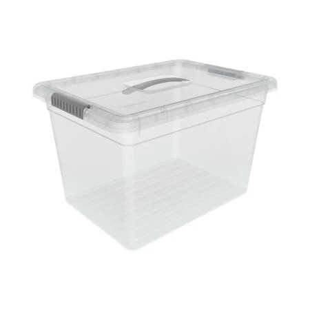 Контейнер для хранения 21л 400*294*252мм пластик Standart с ручкой прозрачный/серый (4)