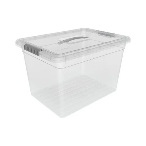 Контейнер для хранения 21л 400*294*252мм пластик Standart с ручкой прозрачный/серый (4)