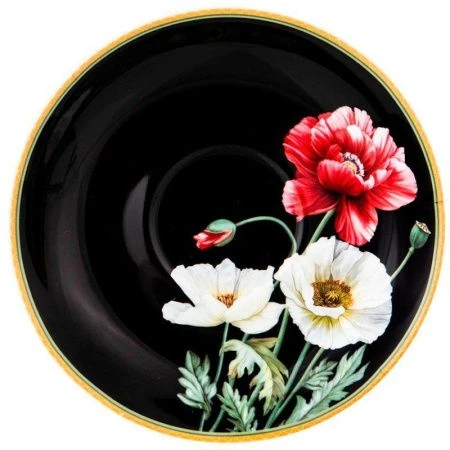 Чайный набор 4пр фарфор МАКИ на 2 персоны 250мл черный (18)