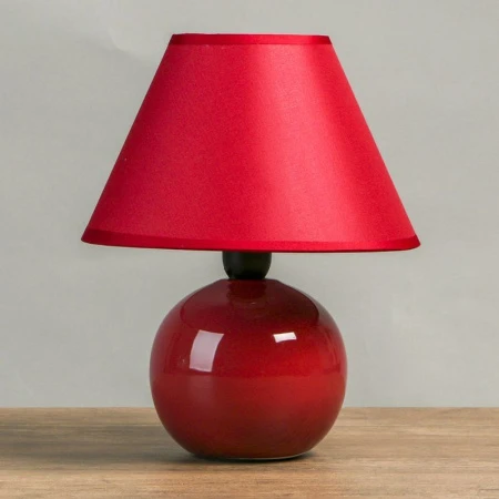 Лампа настольная с абажуром керамика Шар вишневый 17*17*24см