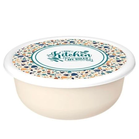 Миска 3,2л пластик Modena ТЕРРАЦЦО с крышкой светло-бежевый (24) 223134025/01