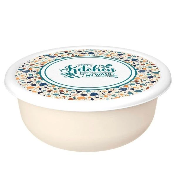 Миска 3,2л пластик Modena ТЕРРАЦЦО с крышкой светло-бежевый (24) 223134025/01