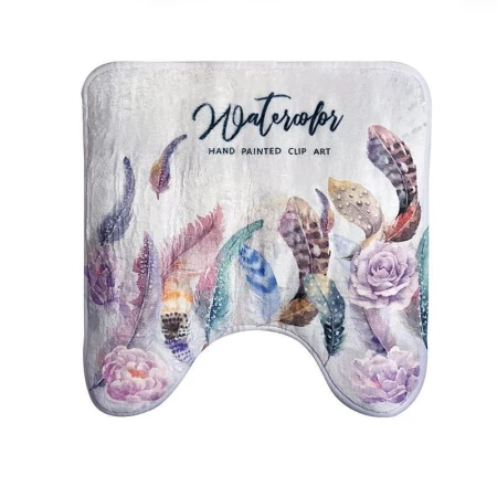 Коврик для туалета полиэстер 45*45 ПЕРЬЯ JC-13714 (48)