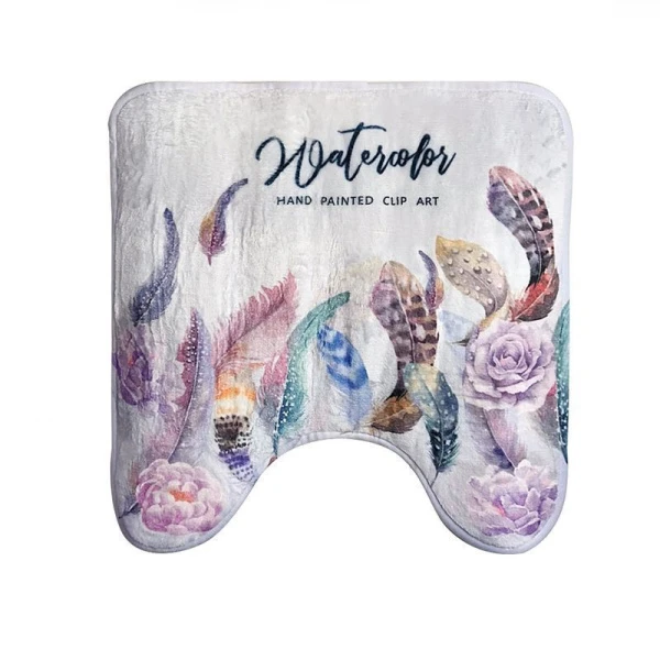 Коврик для туалета полиэстер 45*45 ПЕРЬЯ JC-13714 (48)