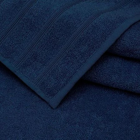 Набор полотенец махровых 3пр 30*60см/50*80см/70*130см Стрикт синий 380гр м7755_01