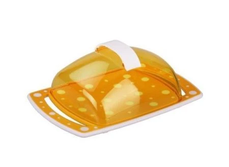 Масленка пластик ГОРОШЕК бело-желт  (15)