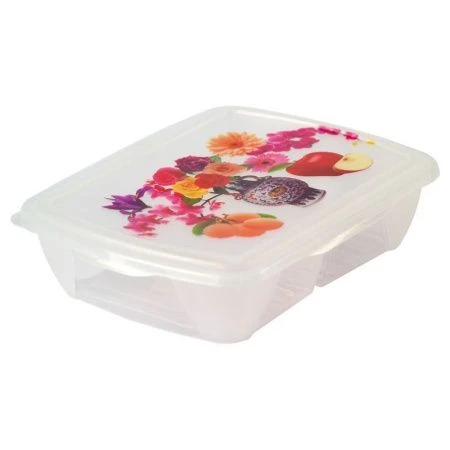 Контейнер пищевой 1л 21,5*17*5,5см пластик двухсекционный (20/60)