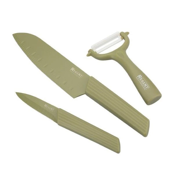 Набор ножей 2пр нерж.сталь Oliva с керам.овощечисткой и пласт.разделочной доской 72-207 (24)