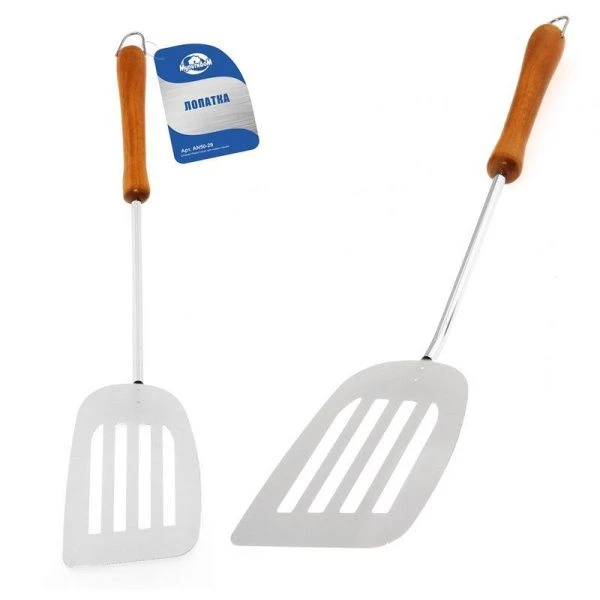 Лопатка кулинарная 36*8*2см хром с деревянной ручкой (12/144)