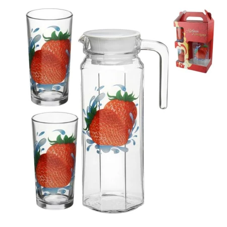 Набор питьевой 3пр (кувшин, 2стакана) стекло ФРУКТЫ (6)