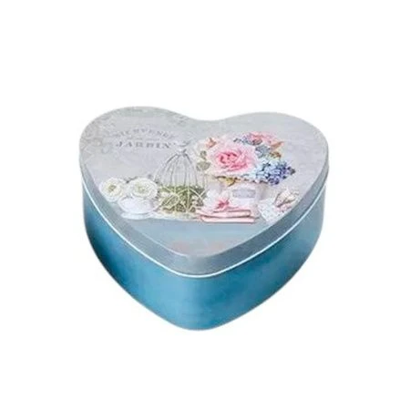 Коробка подарочная Сердце 12*11,5*H4см металл матовая голубая (48)