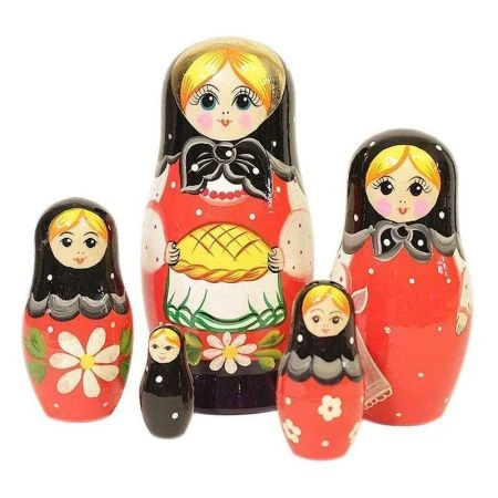 Матрешка 5-ти кукольная дерево Каравай h18-13,5см, d 8-6см (1)