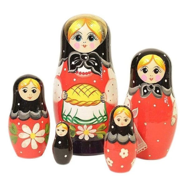 Матрешка 5-ти кукольная дерево Каравай h18-13,5см, d 8-6см (1)