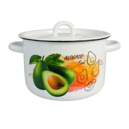 Кастрюля 3л эмаль АВОКАДО белая с рис. 01-1612/4 (4)