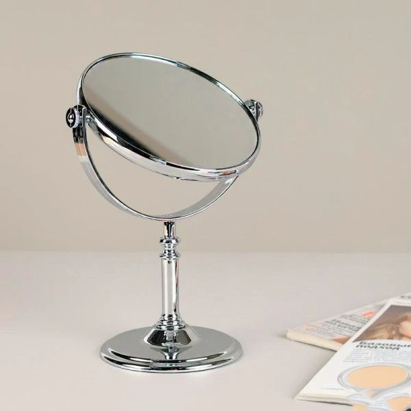 Зеркало настольное 16см пластик серебро CW419-10 (60)