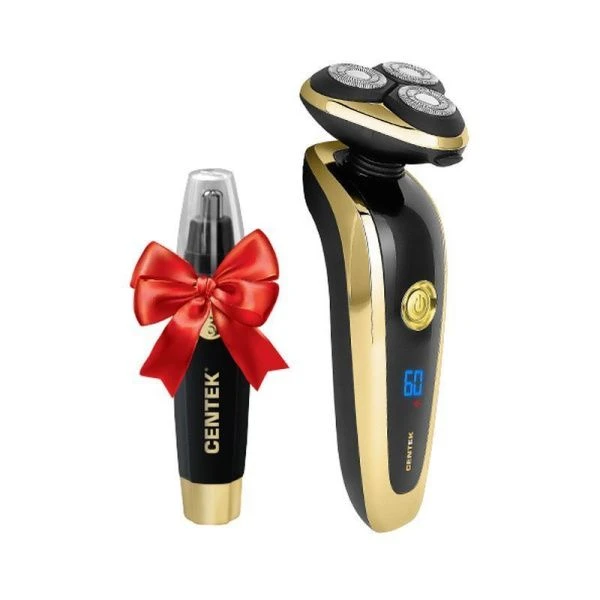 Бритва электрическая пластик Centek CT-2160 черный/золото,ротор 3D,триммер для носа,3 плав.голов(12) Бритва электрическая пластик Centek CT-2160 черный/золото,ротор 3D,триммер для носа,3 плав.голов(12)