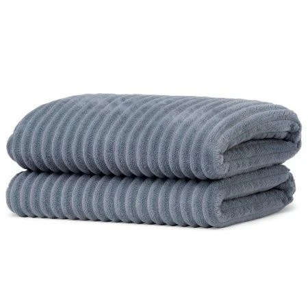 Плед 200*220см велсофт 300GSM полоска 2,5мм серый JC-17895 (10)